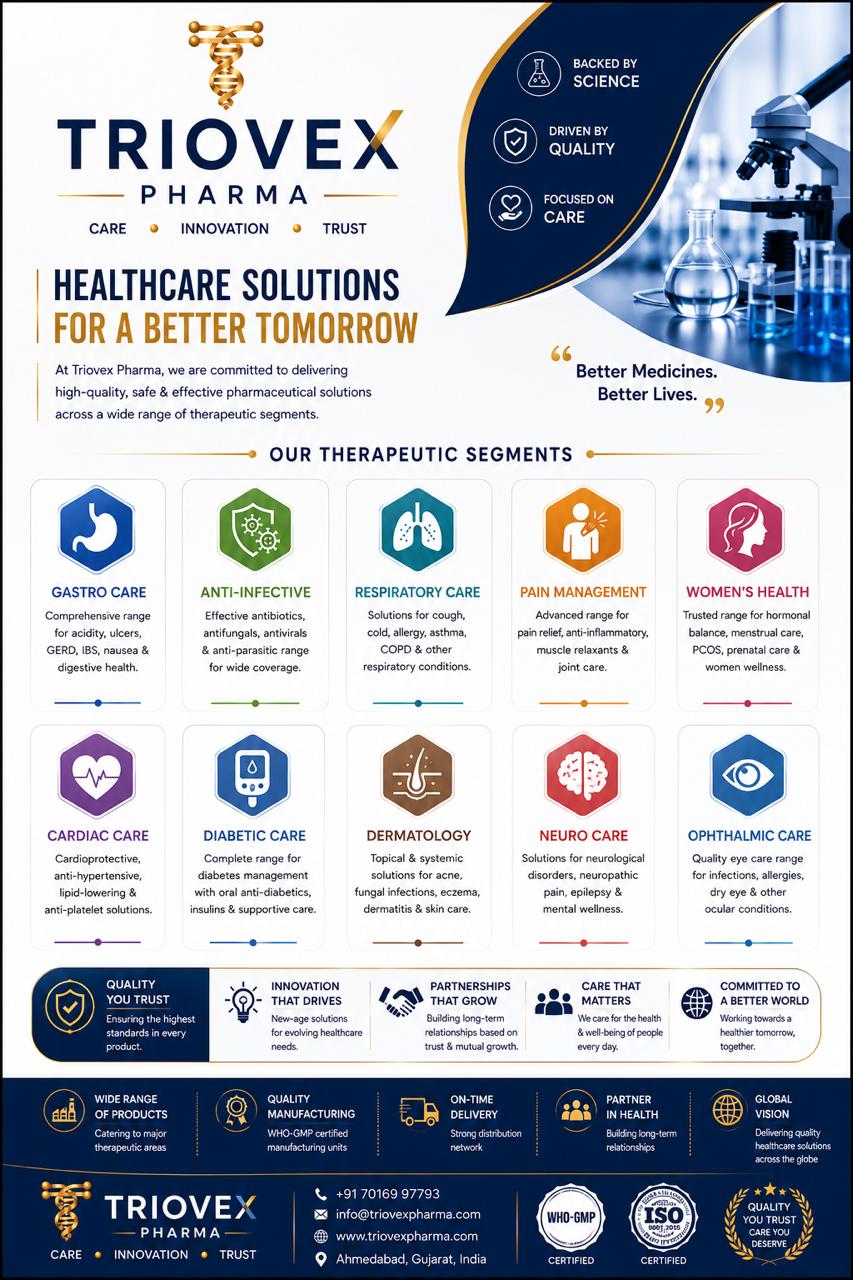 Triovex Pharma healthcare solutions for a better tomorrow — ten therapeutic segments